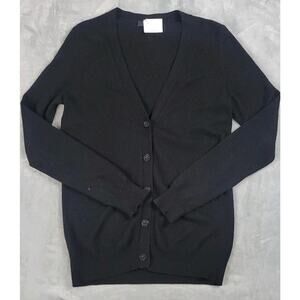 100% cashmere cardigan Ann Taylor Womens Medium Sweater Black soft button up